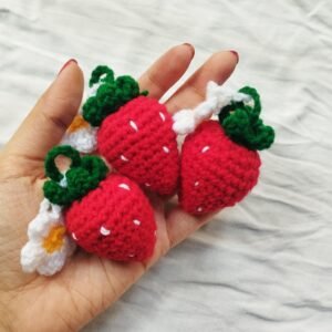 Crochet strawberry keychain