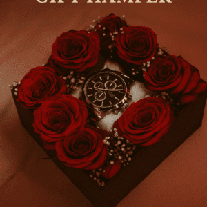Men's Wrist Watch with Elegant Rose Hamper Gift Set