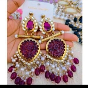 Stylish gold plated danglers earrings