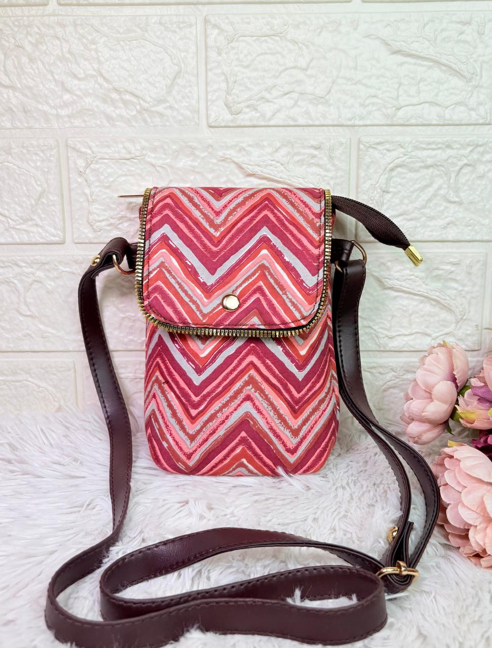 Handcrafted Multicolor Boho Sling Bag for Women – Ethnic Printed Crossbody Mobile Pouch with Adjustable Faux Leather Strap | Festival & Travel Bag