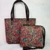 Handcrafted Red Cotton Tote Bag with Matching Zip Pouch for Women – Eco-Friendly Block Printed Shoulder Bag with Faux Leather Handles | Stylish Everyday Office & Travel Bag Set