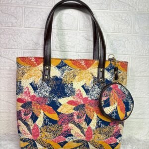 Handmade Cotton Tote Bag for Women – Ethnic Floral Printed Shoulder Bag with Dual Handles & Matching Pouch | Spacious Handbag for Daily Use, Work, Travel