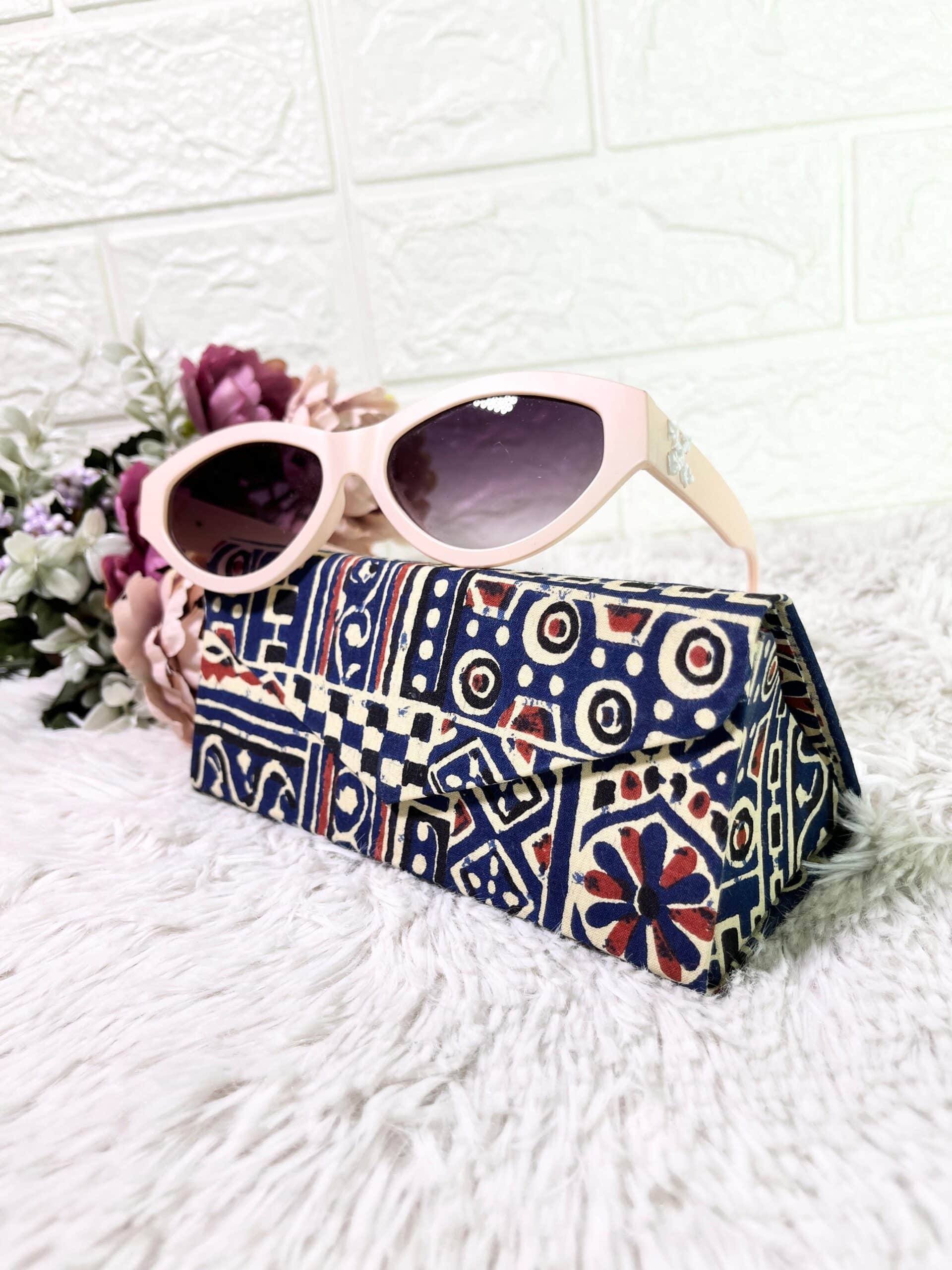 multicolor hand block printed sunglasses cover