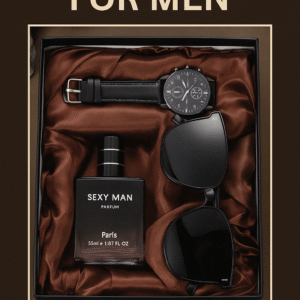 Luxury Gift Hamper Combo: Stylish Wrist Watch, Chic Sunglasses, and Elegant Perfume