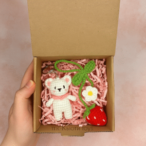 Cute Bear & Strawberry Keychain Gift Set - Raksha Bandhan Special
