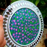 Lotus 🪷 themed lippen art wall hanging 12 × 12 inch